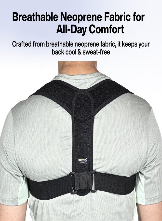 FOVERA Posture Corrector for Men & Women|Premium Neoprene Fabric - Breathable & Comfortable|Adjustable Back Brace for Upper & Mid Back Pain Relief, (Half) - Image 3