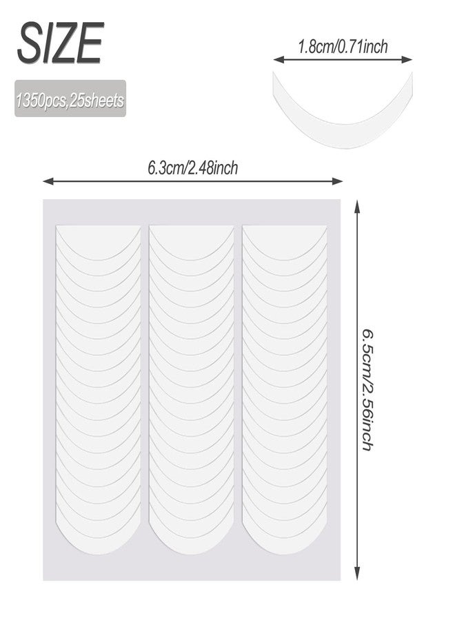 1350 قطعة ملصقات أظافر فرنسية، 25 ورقة ملصقات مانيكير فرنسية، ملصق طرف فرنسي، ملصق أظافر ذاتي اللصق لمانيكير فرنسي لأدوات تزيين المانيكير (تصميم شكل القمر) - Image 2