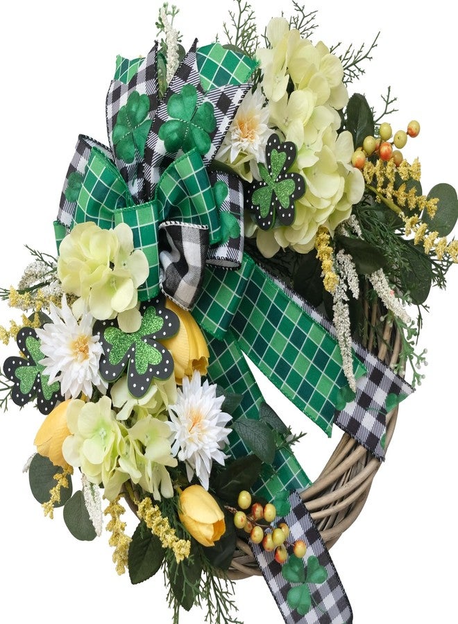 TEMPUS Spring/Summer Front Door Wreath 18 Inch Artificial Tulip and Hydrangea Wreath—Farmhouse-Style Greenery Door Decoration for Home, Windows, Walls, and All-Season Indoor/Outdoor Decor - Image 1
