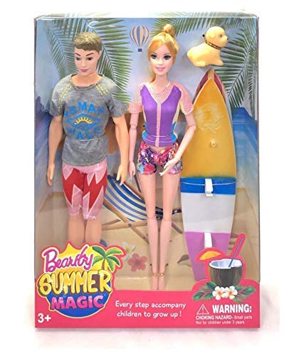 TEMSON Couple On-The-Go Beach Summer Magic | Accessories Doll Set Toy for Kids, Multicolor - Image 1