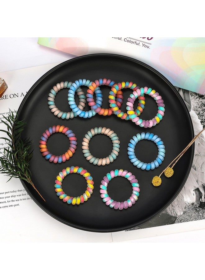 JessLab Spiral Hair Ties For Ladies, 10-Pack Elastic Hair Ties, Cute Plastic Coil Hair Ties, No-Damage Hair Accessory For Women And Children With Thick Or Thinning Hair, Rainbow  - Image 4