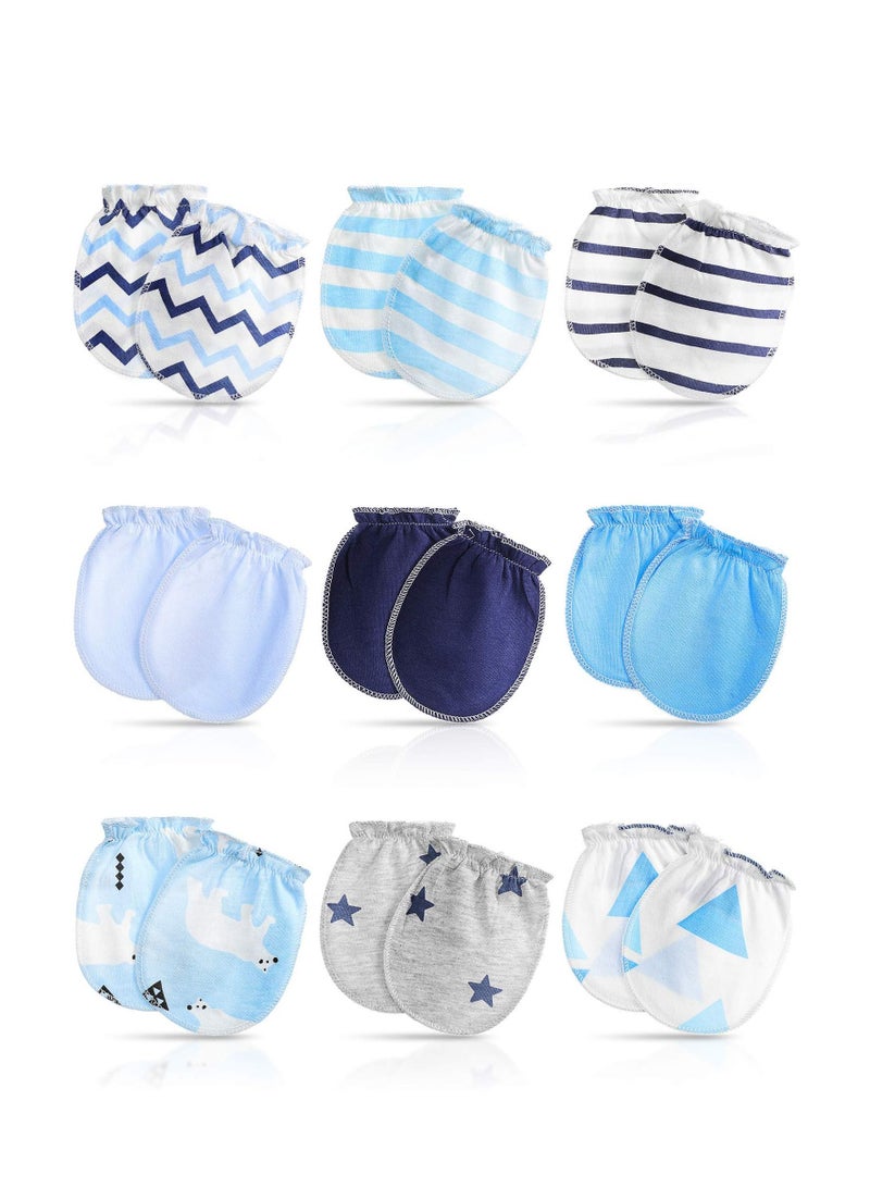 Anti-Scratch Baby Mittens Cute Newborn No Scratch Mitten Gloves for Little Boys Girls 0-6 Months Multicoloured 9 Pairs - Image 1