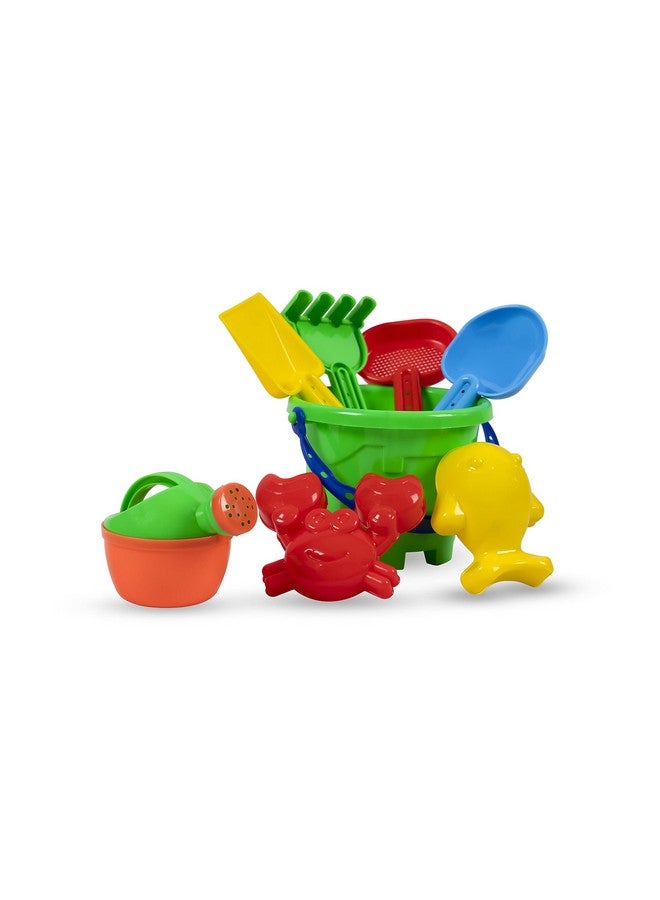 اتش اس انتربرايز مجموعة ألعاب شاطئية من HS ENTERPRISE للأطفال، مصنوعة في الهند، مكونة من 8 قطع من ألعاب القلعة المقولبة، مصنوعة من مواد مريحة، ودلو رمل، وحيوان، وقالب، ومجرفة شاطئ، وما إلى ذلك، ومجموعة أدوات، وألعاب تعليمية لتطوير فنون الشاطئ - Image 1