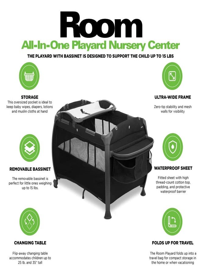 Joovy Room-Playard, Nursery Center, Bassinet, Changing-Table, Black - Image 5