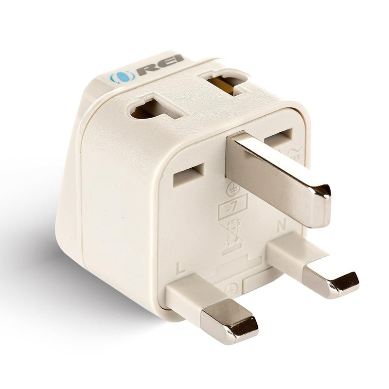 OREI OREI UK Adapter for Indian Pins India to UAE Hong Kong Dubai Adapter Type G Plug 2 in 1 Perfect for Laptop Camera Charger and More UK Travel Adapter CE RoHS Beige 5 Years Warranty  - Image 1