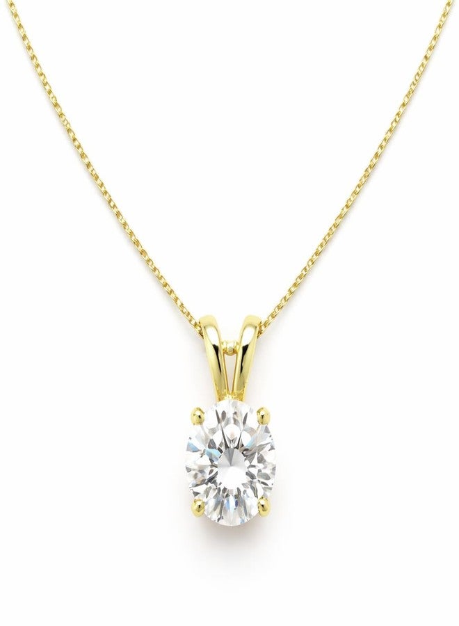 Mariell Cubic Zirconia Crystal Gold Pendant Necklace for Women, 2 Carat CZ, Bridal Wedding Jewelry Gift - Image 1