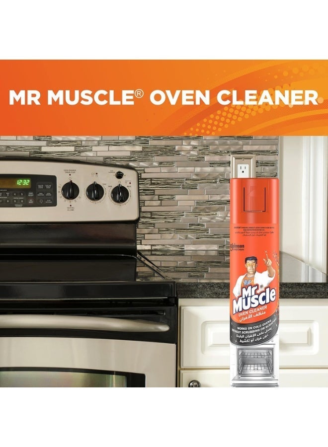 Mr Muscle Oven Cleaner Foam Spray 300ml Heavy Duty Grease Remover Self Scouring Formula Cold Oven Cleaner Deep Cleaning Aerosol for Ovens Cookers Grills - Image 3