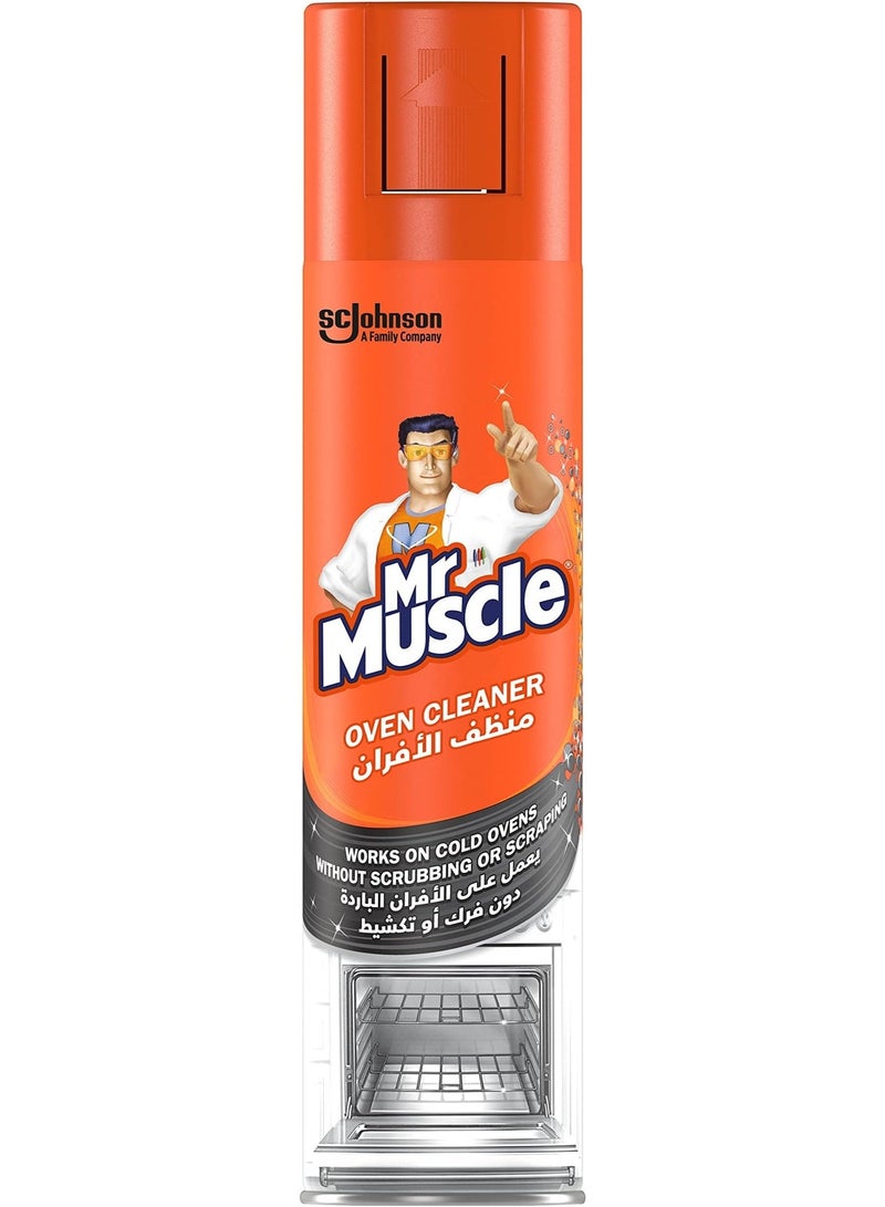 Mr Muscle Oven Cleaner Foam Spray 300ml Heavy Duty Grease Remover Self Scouring Formula Cold Oven Cleaner Deep Cleaning Aerosol for Ovens Cookers Grills - Image 1