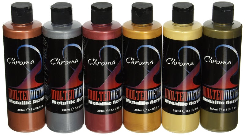 Chroma Molten Metals Acrylic Paint Set 84 oz Bottle Assorted Color Set of 6 1442894