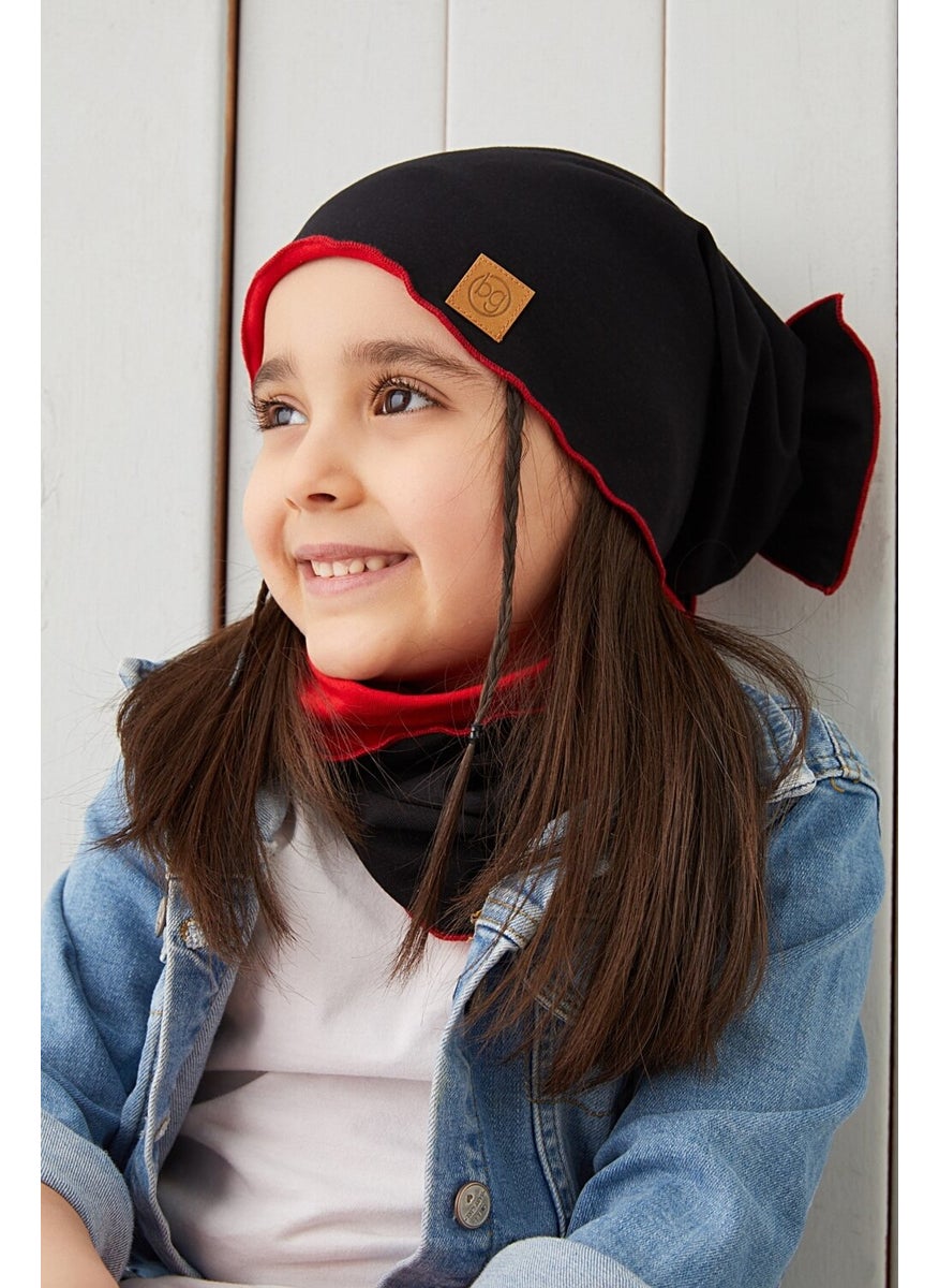 Babygiz Black Red Children's Baby Hat Beanie Soft Cotton Combed Cotton  - Image 3