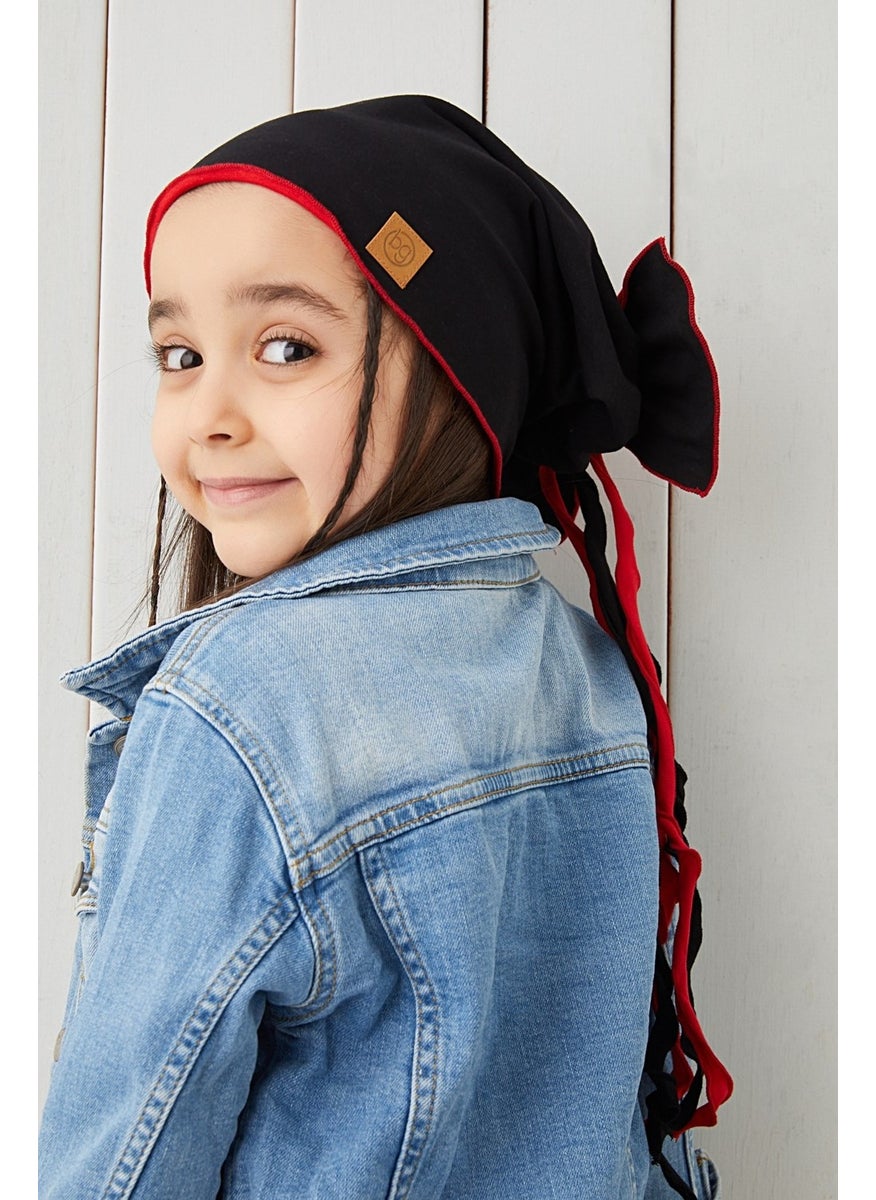 Babygiz Black Red Children's Baby Hat Beanie Soft Cotton Combed Cotton  - Image 1