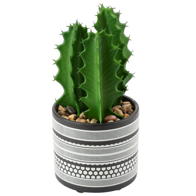 ARTIFICIAL CACTUS PLANT REALISTIC MINI FAUX SUCCULENTS IN POTS BLACK CERAMIC POTS WITH FEET SMALL FAKE PLANTS DECOR FOR HOME TABLE OFFICE DESK BATHROOM SHELF LIVING ROOM INDOOR DECORATION