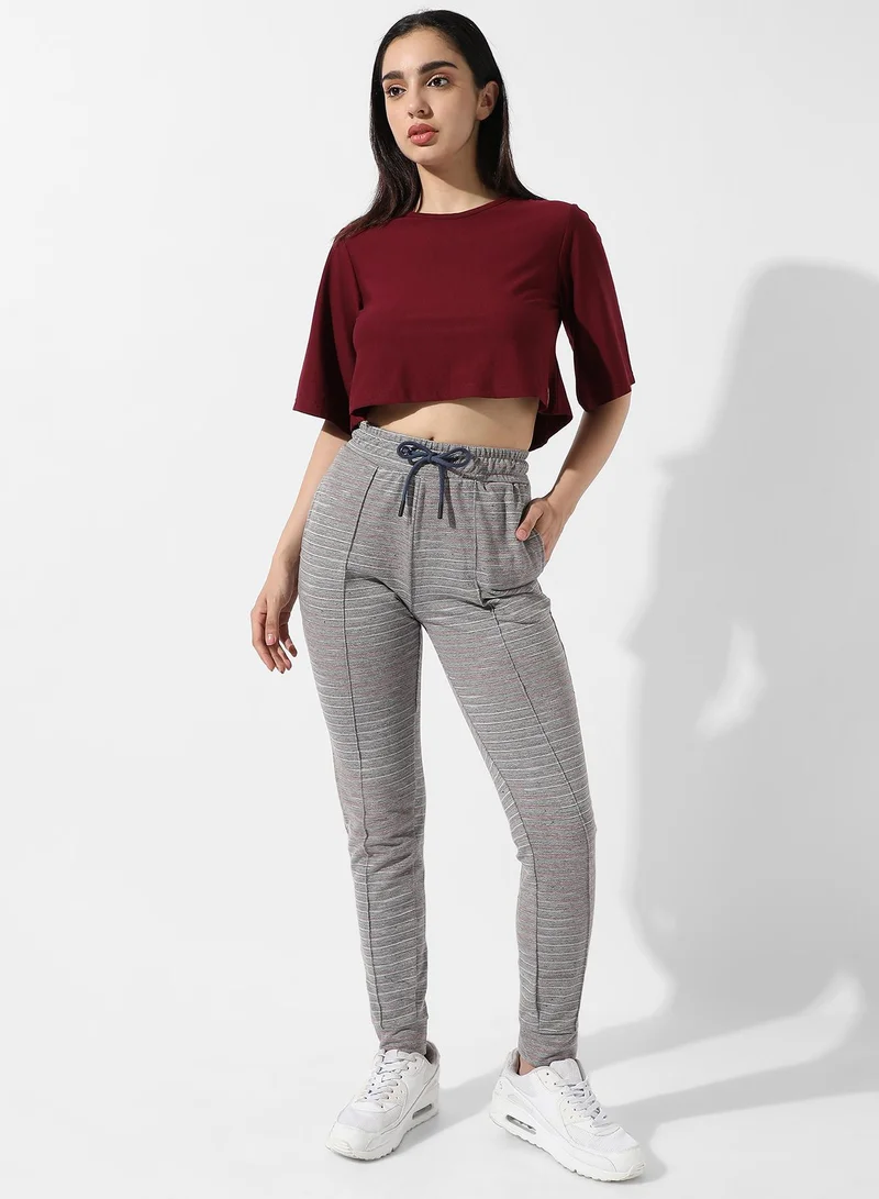 Campus Sutra Women's Solid Maroon Boxy Top