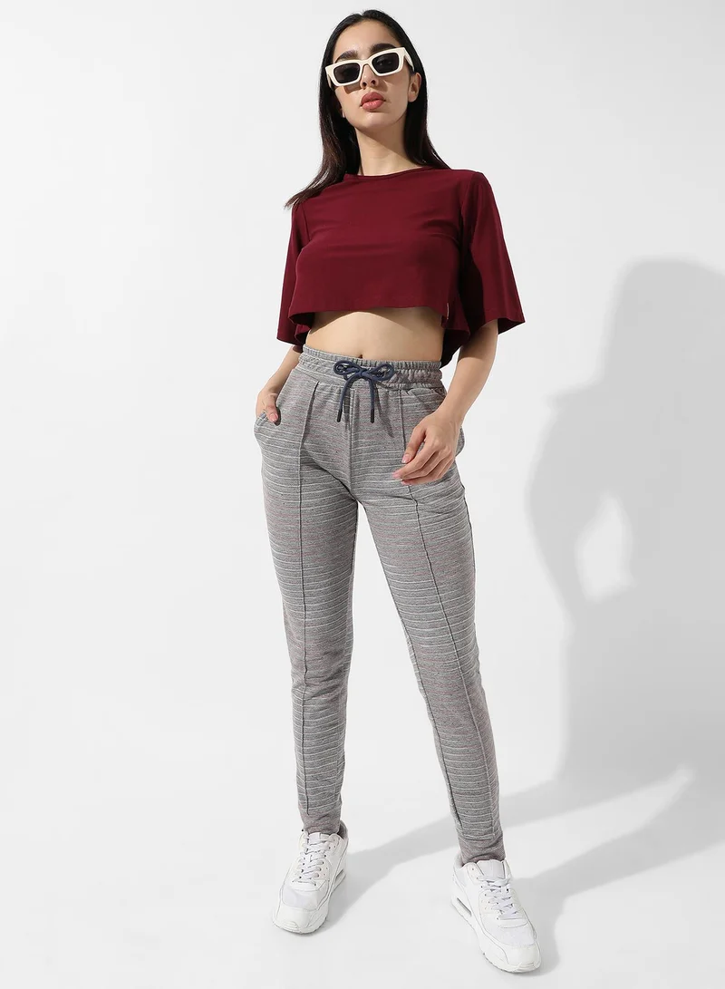 Campus Sutra Women's Solid Maroon Boxy Top