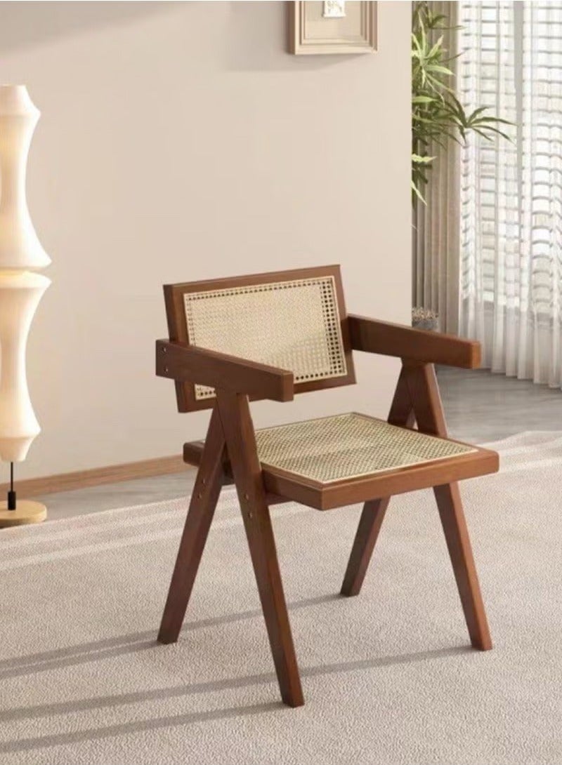 XiuWoo Vintage Chair Chandigarh Chair with Rattan Seat and Back for Dining Room, Living Room, Home Office, Cafe - Image 1