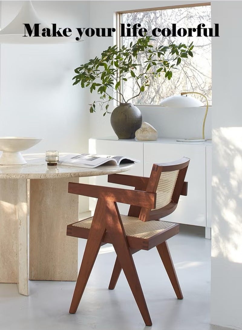 XiuWoo Vintage Chair Chandigarh Chair with Rattan Seat and Back for Dining Room, Living Room, Home Office, Cafe - Image 2