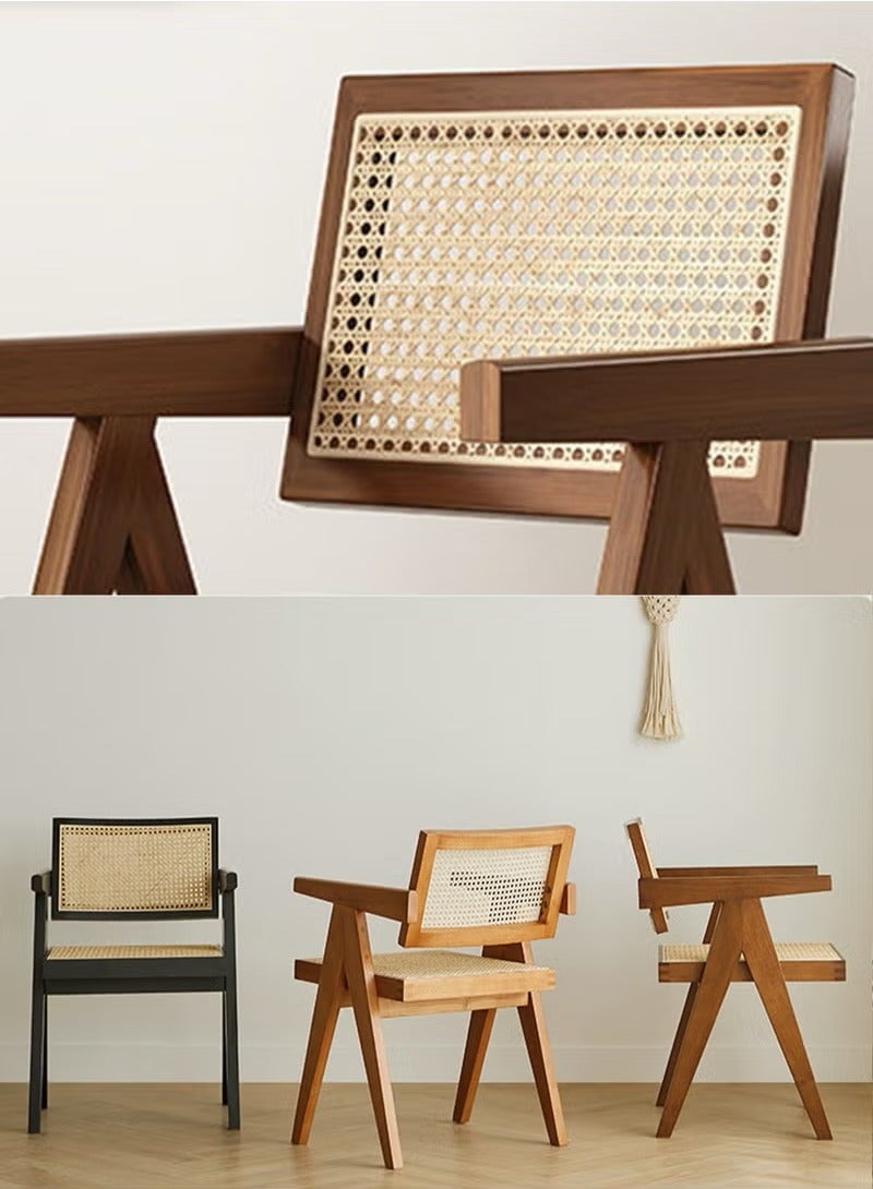 XiuWoo Vintage Chair Chandigarh Chair with Rattan Seat and Back for Dining Room, Living Room, Home Office, Cafe - Image 4