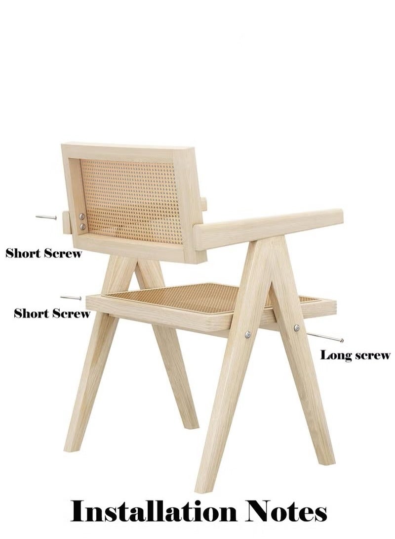 XiuWoo Vintage Chair Chandigarh Chair with Rattan Seat and Back for Dining Room, Living Room, Home Office, Cafe - Image 5