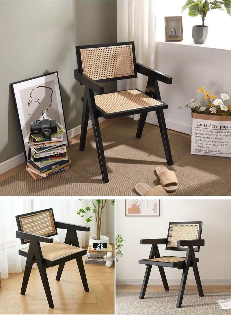 XiuWoo Vintage Chair Chandigarh Chair with Rattan Seat and Back for Dining Room, Living Room, Home Office, Cafe - Image 3