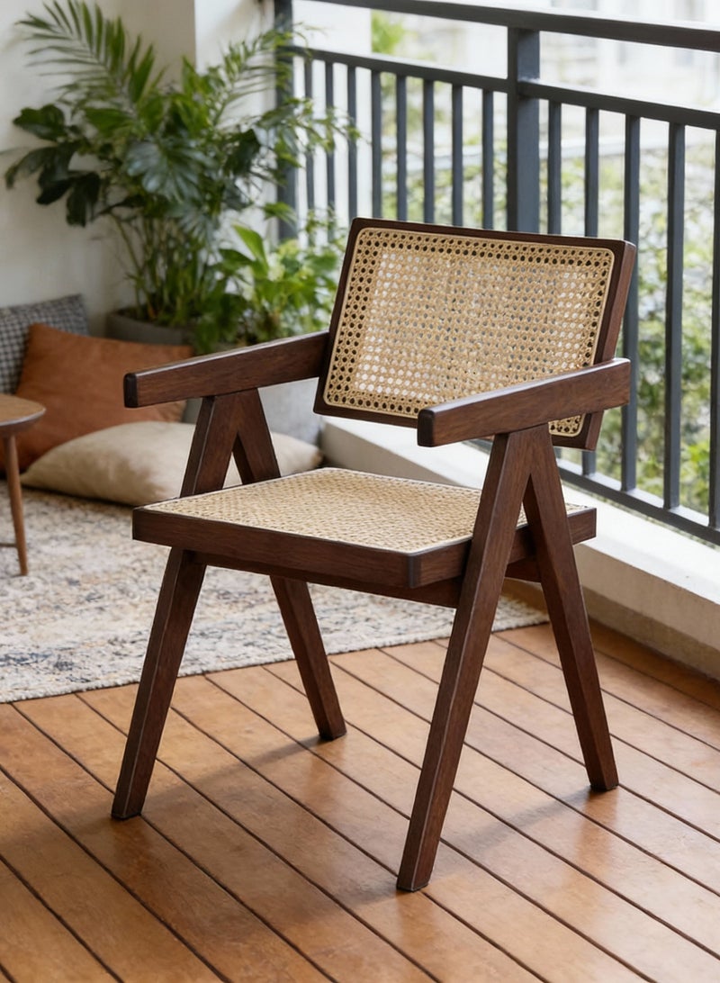 XiuWoo Vintage Chair Chandigarh Chair with Rattan Seat and Back for Dining Room, Living Room, Home Office, Cafe - Image 1