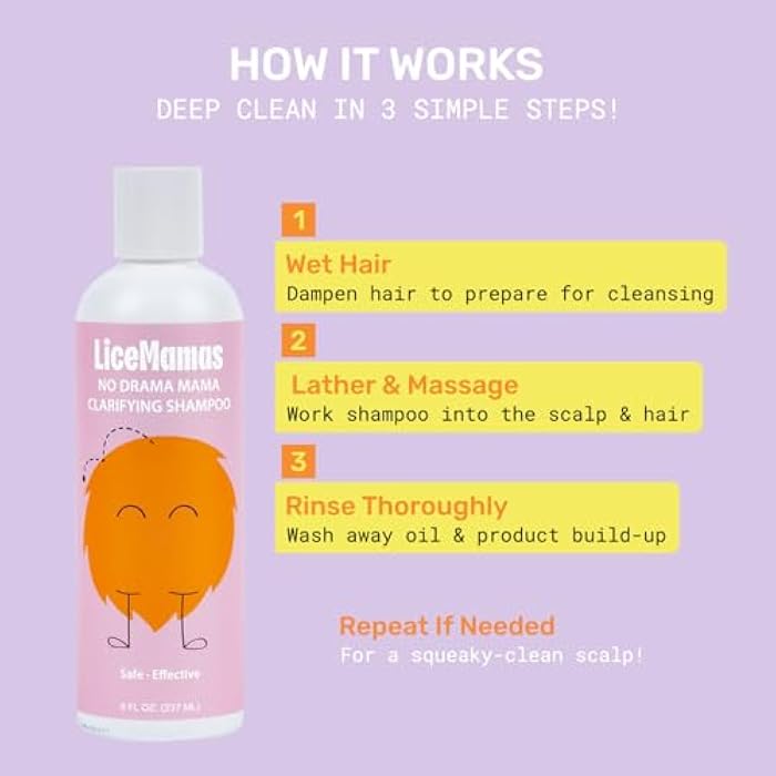 Lice Mamas Lice Clarifying Shampoo - Deep Cleansing Anti-Lice Treatment for All Ages, Removes Build-Up & Refreshes Scalp, No Harsh Chemicals, 8 oz - Image 4
