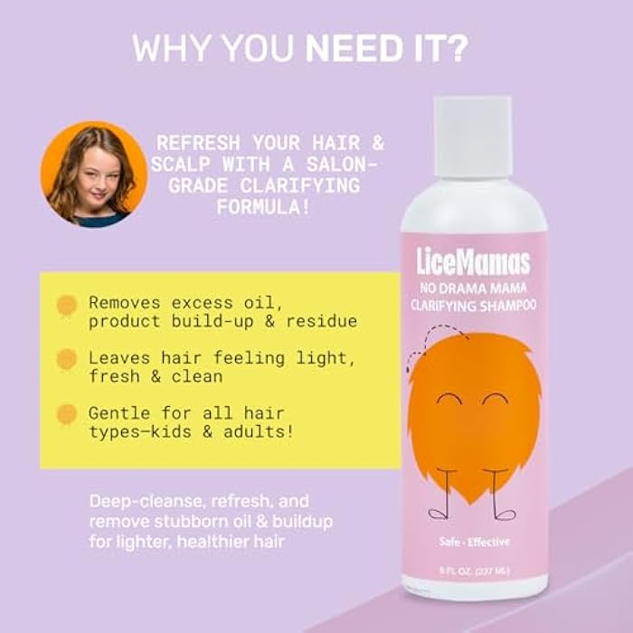 Lice Mamas Lice Clarifying Shampoo - Deep Cleansing Anti-Lice Treatment for All Ages, Removes Build-Up & Refreshes Scalp, No Harsh Chemicals, 8 oz - Image 3