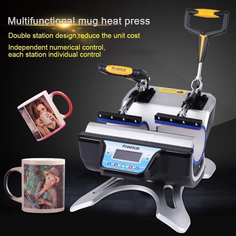 كلاراكو ماكينة ضغط حراري مزدوجة الكوب، طابعة ضغط حراري للأكواب بشاشة رقمية LCD ST-210، ماكينة نقل التسامي مع وسادات كوبين لكوب القهوة DIY - Image 2