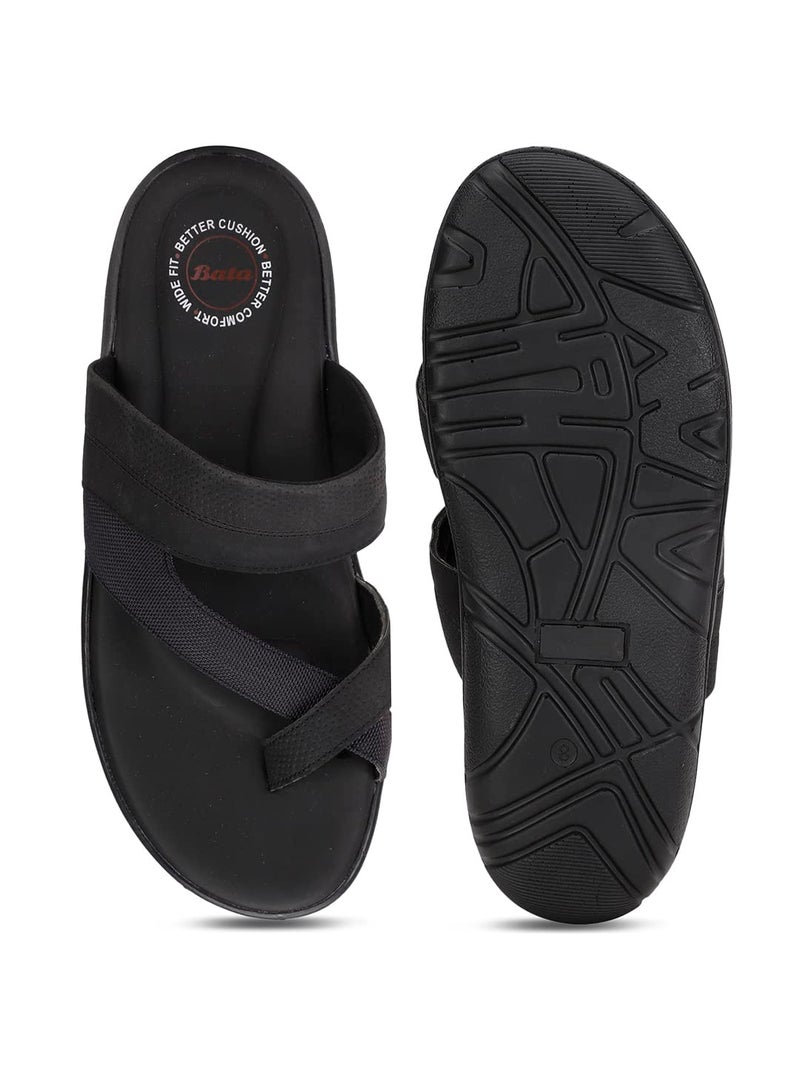 Bata Mens VOLDER Toe Ring Sandals, Black, - Image 4