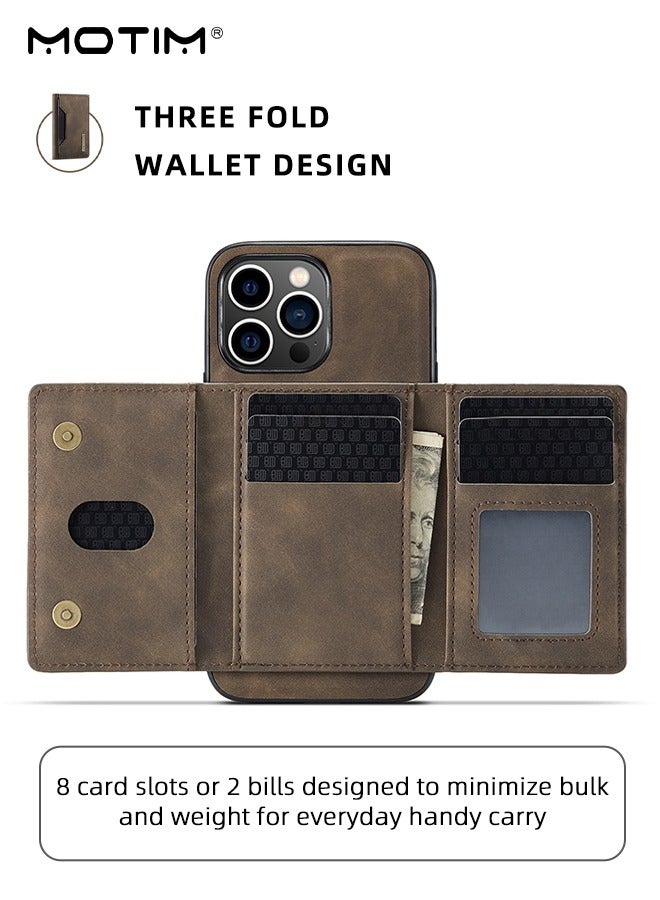 موتيم حافظة هاتف آيفون 15 برو ماكس مع حامل للبطاقات، حافظة هاتف جلدية مع حامل مقاوم للصدمات، غطاء حماية من الدرجة الأولى ضد السقوط مع حامل مغناطيسي قابل للفصل - Image 2