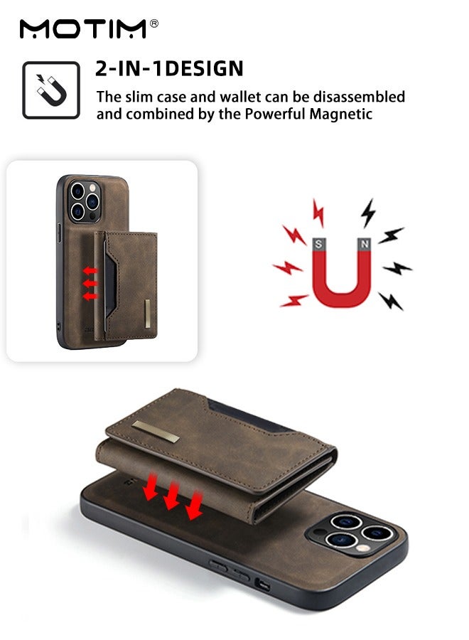 موتيم حافظة هاتف آيفون 15 برو ماكس مع حامل للبطاقات، حافظة هاتف جلدية مع حامل مقاوم للصدمات، غطاء حماية من الدرجة الأولى ضد السقوط مع حامل مغناطيسي قابل للفصل - Image 5