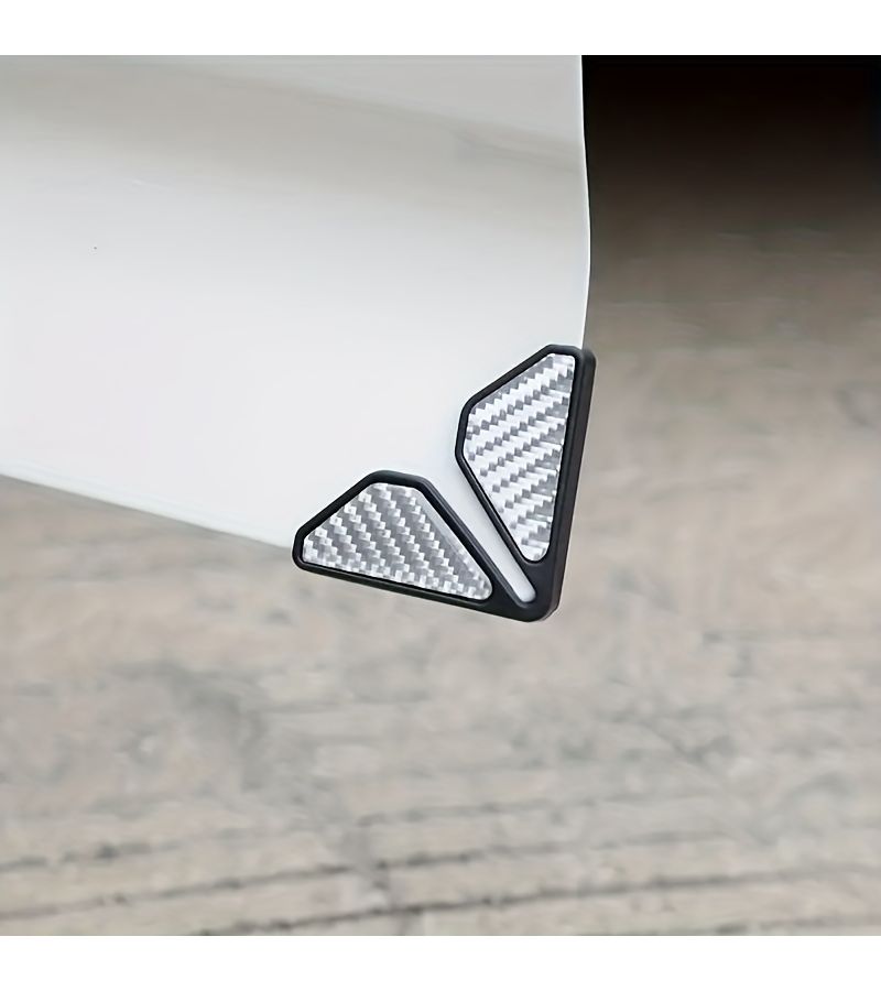 Carbon Fiber Modified Car Door Corner Bumper Universal Soft Plastic Door Protector Black 2pcs - Image 2