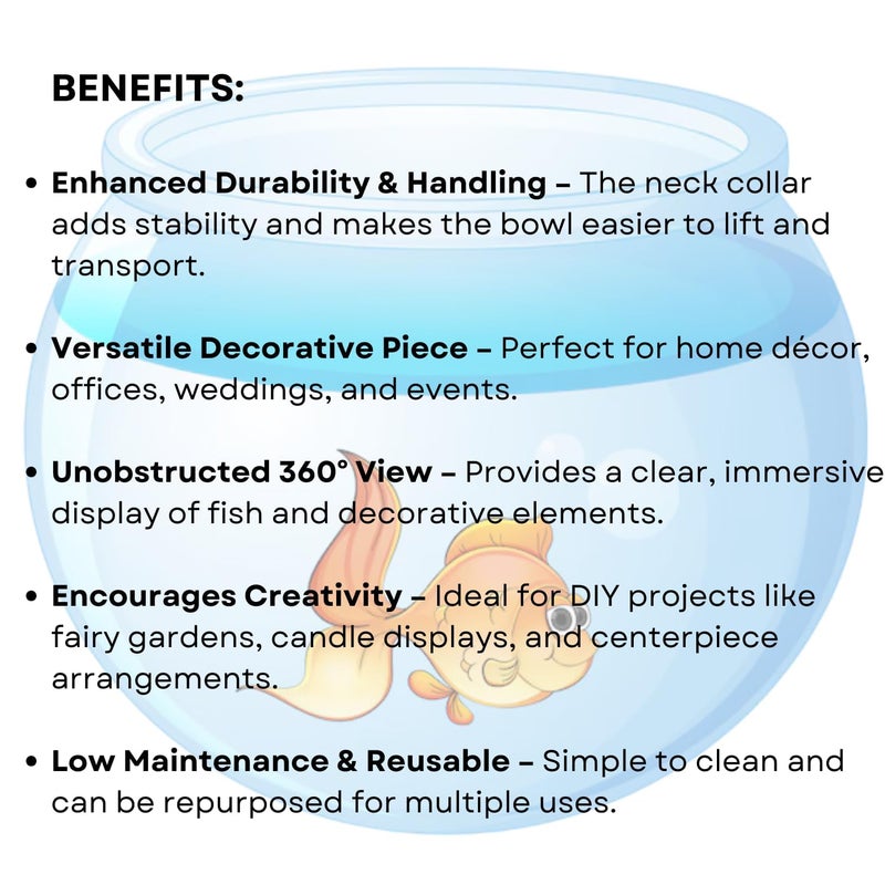 7pets 8-inch Glass Fish Bowl with Neck Collar, Suitable for Small Fish, Plants | Optimum Fish Tank Choice for Office & Home Decor - Image 3