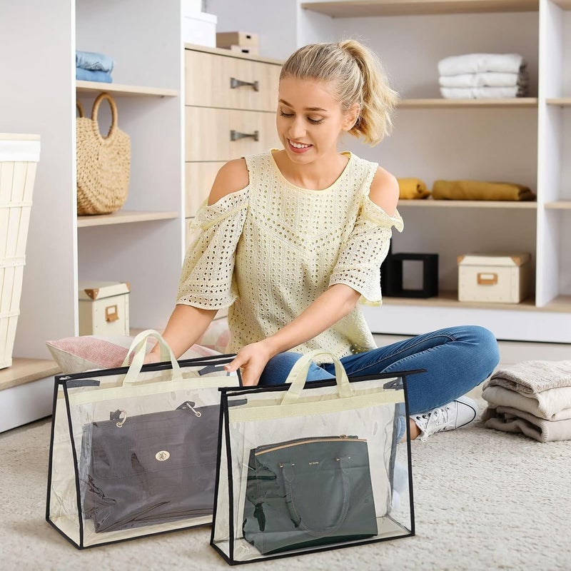 Interesse 12 Packs Dust Bags for Handbags, Clear Handbag Storage, Purse Storage Organizer for Closet, Purse Cover Hanging Closet Organizer with Zipper and Handles, Valentine's Day gift - Image 3