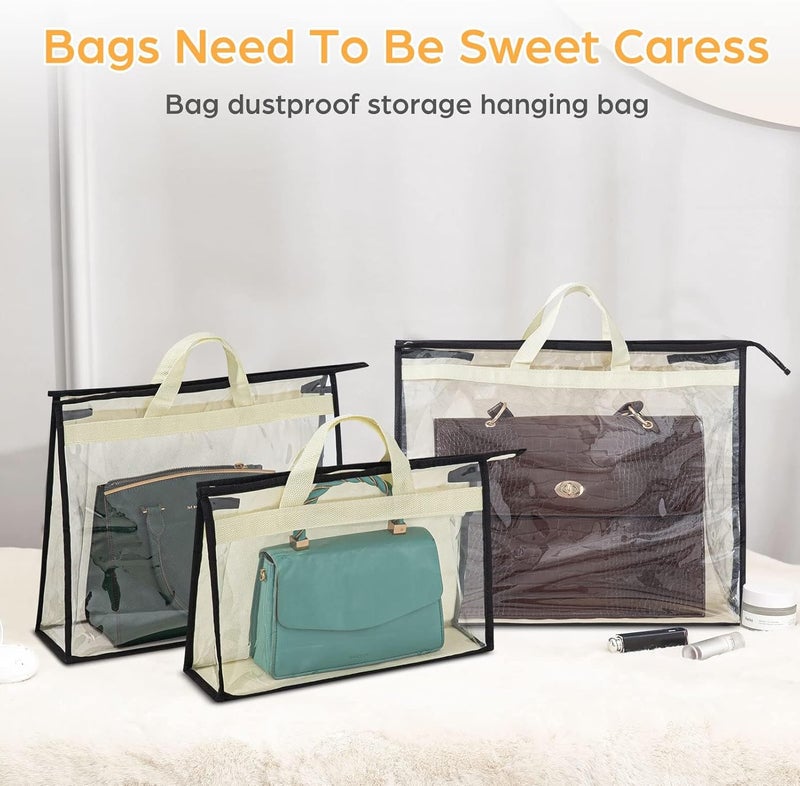 Interesse 12 Packs Dust Bags for Handbags, Clear Handbag Storage, Purse Storage Organizer for Closet, Purse Cover Hanging Closet Organizer with Zipper and Handles, Valentine's Day gift - Image 4