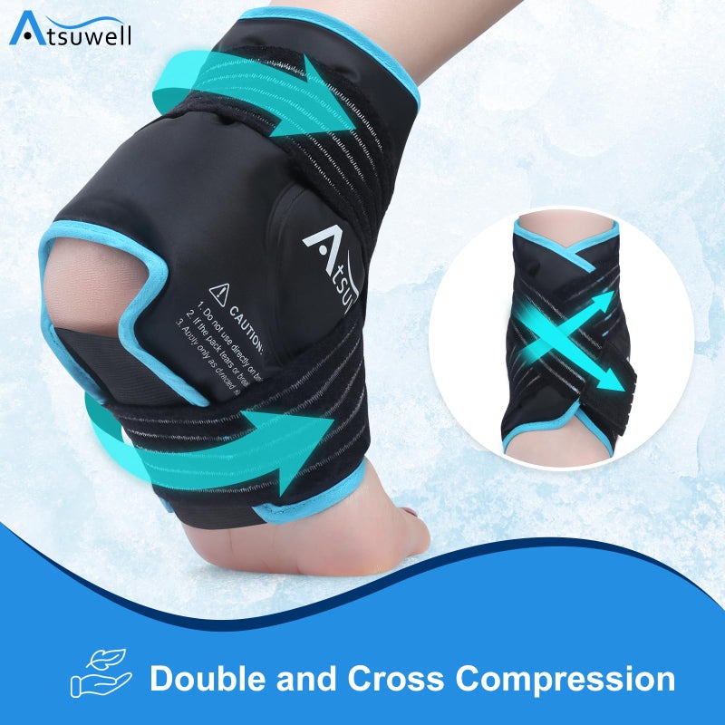 Atsuwell Ankle Ice Pack Wrap 2 Packs, Ankle Ice Wraps Flexible Gel Cold Pack for Foot Heel, Cold Compress Therapy for Soothing Discomfort, Black - Image 3