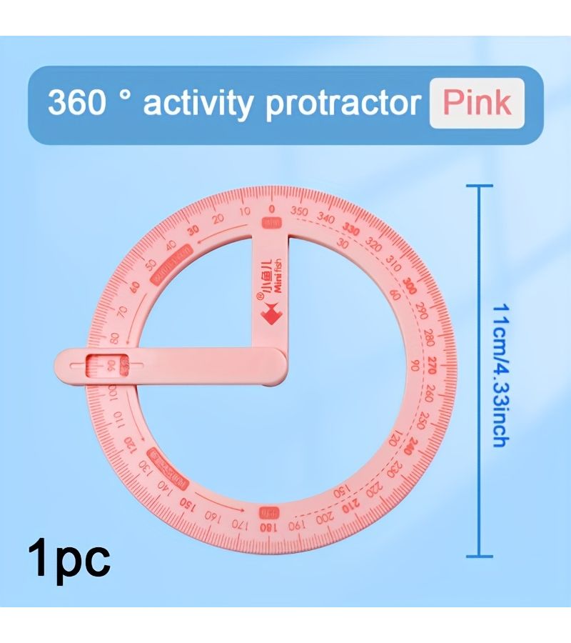 Pink 360 Degree Rotating Protractor Precision Angle Measuring Tool for Drafting Drawing - Image 4