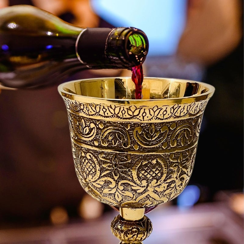 ALADEAN ALADEAN Vintage Chalice Goblet  1x Royal Wine Cups of King Arthur  Renaissance Medieval Goblet Gifts Wedding Anniversary Ceremonial Drinkware Pack of 1pc King Chalice  - Image 3