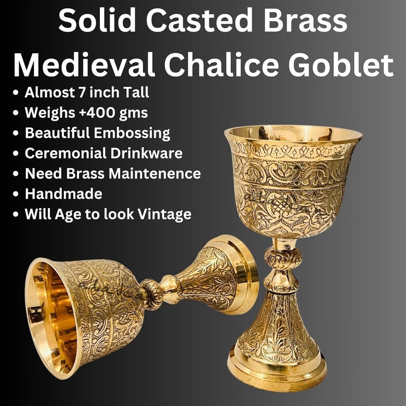 ALADEAN ALADEAN Vintage Chalice Goblet  1x Royal Wine Cups of King Arthur  Renaissance Medieval Goblet Gifts Wedding Anniversary Ceremonial Drinkware Pack of 1pc King Chalice  - Image 2