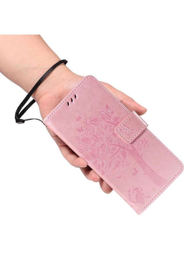 erorex Case For OPPO Reno13 5G Global Tree & Cat Embossed Pattern Flip Leather Phone Case - Image 5