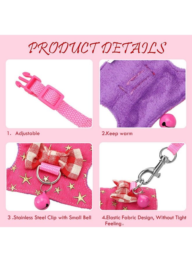 ساتينور طقم من قطعتين من حزام ومقود الهامستر الصغير من ساتينور، ملابس خنزير غينيا مع جرس وعقدة فيونكة وديكور جرس، سترة مبطنة مريحة بدون شد مخططة لخنزير غينيا والهامستر والفئران - Image 5