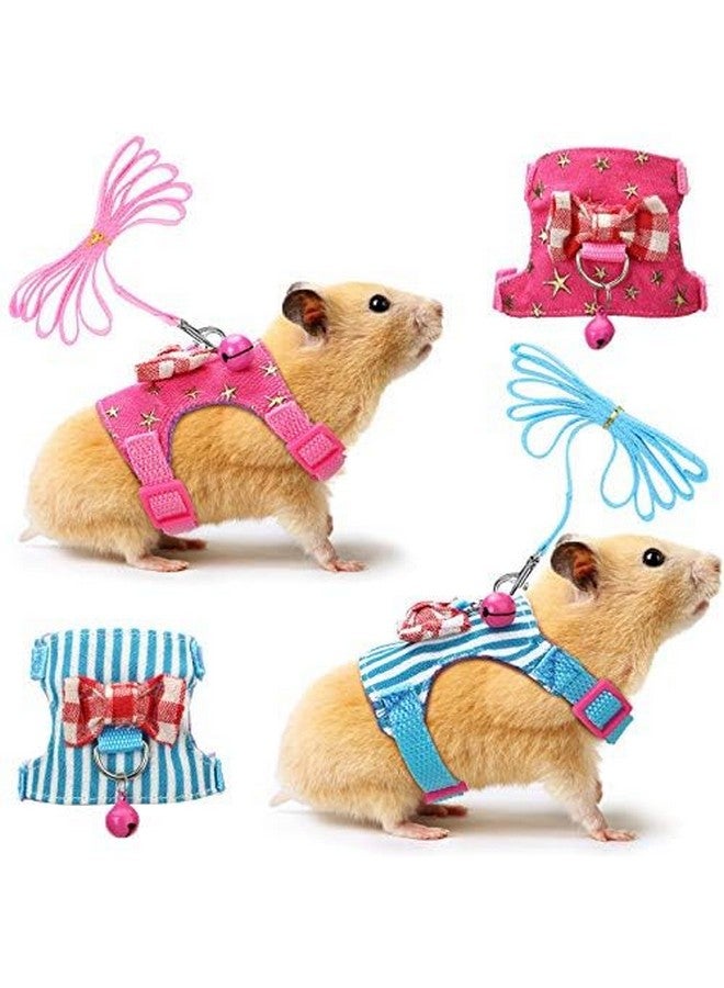 ساتينور طقم من قطعتين من حزام ومقود الهامستر الصغير من ساتينور، ملابس خنزير غينيا مع جرس وعقدة فيونكة وديكور جرس، سترة مبطنة مريحة بدون شد مخططة لخنزير غينيا والهامستر والفئران - Image 2