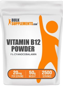 BULKSUPPLEMENTS.COM .com Vitamin B12 Powder - as Cyanocobalamin, Vitamin B Supplement, Vitamin B12 200 mcg - Essential Vitamin, Gluten Free, 20mg per Serving, 50g (1.8 oz) (Pack of 1)  - Image 1