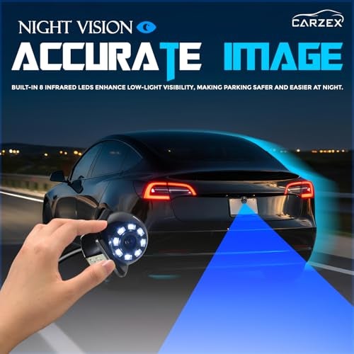 CARZEX Car Rear View 8 LED Dome Camera 720P Reverse Parking Number Plate Camera for Cars - Image 2