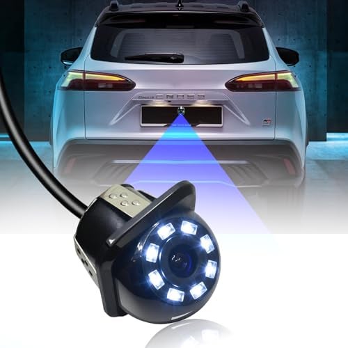 CARZEX Car Rear View 8 LED Dome Camera 720P Reverse Parking Number Plate Camera for Cars - Image 1