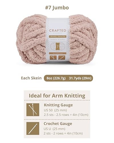 Crafted By Catherine Chunky Chenille Yarn - 6 Pack (8 oz / 227 g, 31.7 Yards Each Skein), Beige, Gauge 7 Jumbo - Image 3