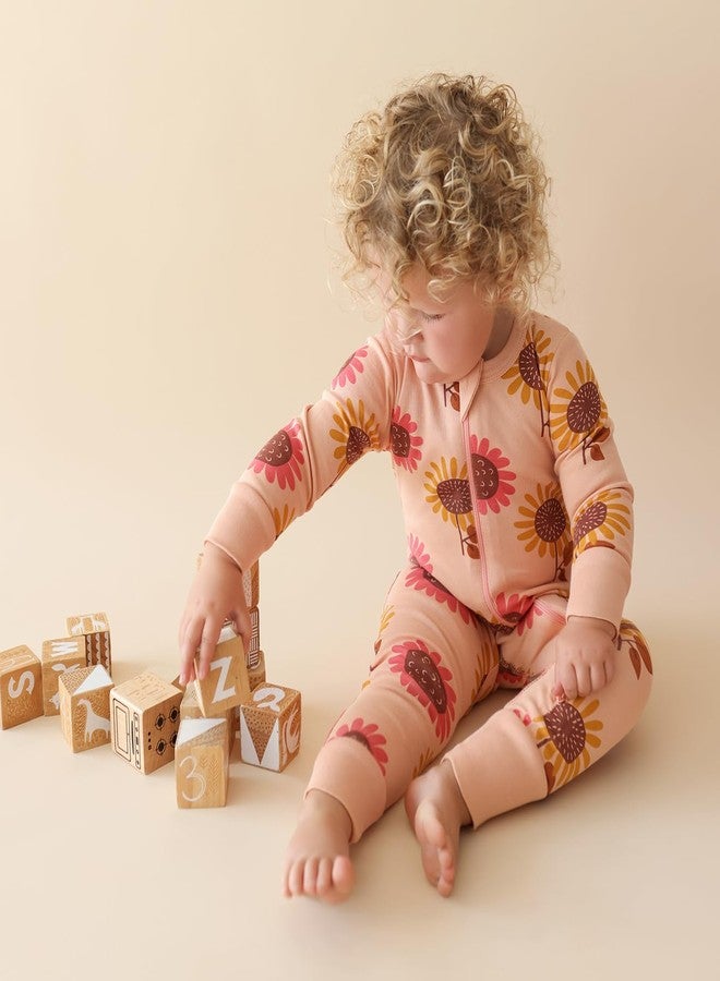 PARADE Organic Signature Print '2-Way' Zip Romper - Long Sleeve Sunflowers 12-18M no mitts - Image 3