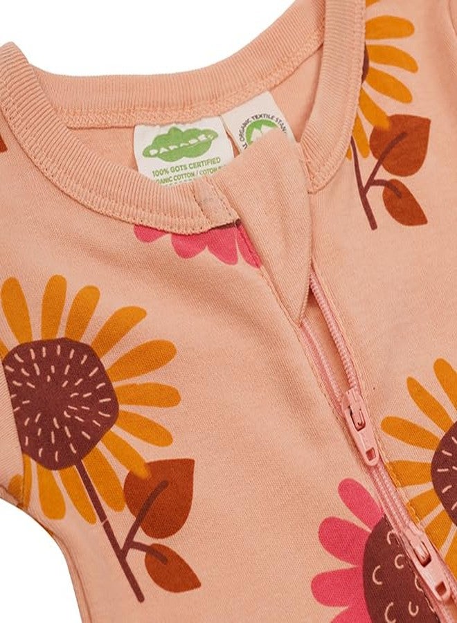 PARADE Organic Signature Print '2-Way' Zip Romper - Long Sleeve Sunflowers 12-18M no mitts - Image 2