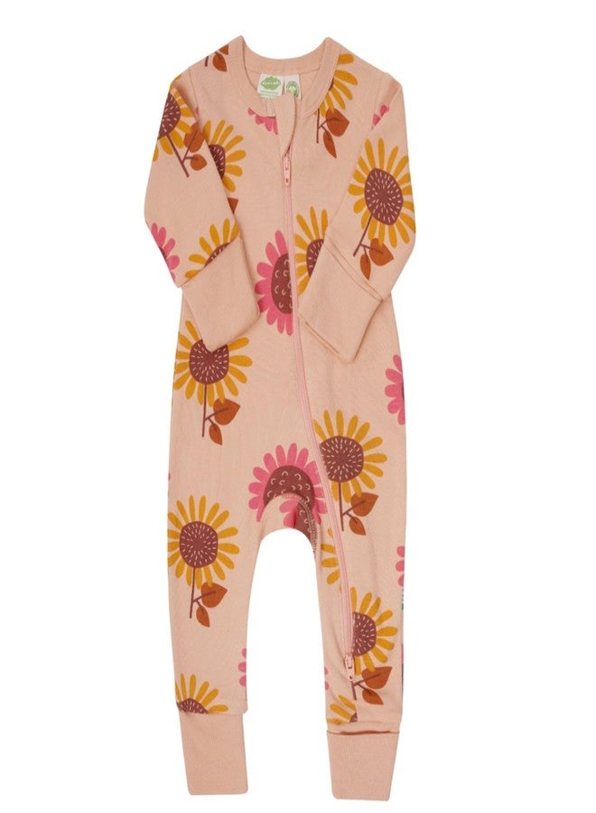 PARADE Organic Signature Print '2-Way' Zip Romper - Long Sleeve Sunflowers 12-18M no mitts - Image 1
