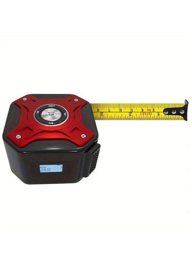 3 In 1 Digital Laser Tape Measure USB Rechargeable High Definition LCD Display Red - Image 1