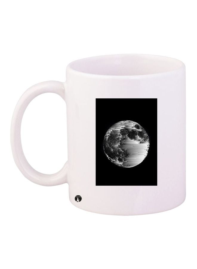 Moon Printed Coffee Mug White/Black/Grey 11ounce